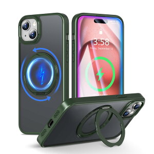 MINIKA iPhone 15 �p �P�[�X Magsafe �Ή� 360�x��] �X�^���h�t�� ���@�\ �X�}�z�P�[�X ��Phone15 �P�[�X �ČRMIL�K�i �ϏՌ� ���ϖh�~ �w��h�~ �}�O�Z�[�t �����O �}�O�l�b�g���� ���C�����X�[�d ��