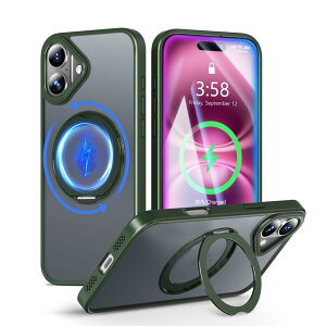 MINIKA iPhone 16 Plus �p �P�[�X Magsafe �Ή� 360�x��] �X�^���h�t�� ���@�\ �X�}�z�P�[�X ��Phone16Plus�P�[�X �ČRMIL�K�i �ϏՌ� �w��h�~ ���ϖh�~ �}�O�Z�[�t �����O �}�O�l�b�g���� ���C�����X�[
