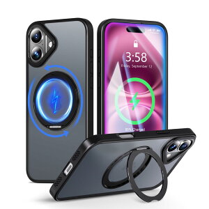 MINIKA iPhone 16 Plus �p �P�[�X Magsafe �Ή� 360�x��] �X�^���h�t�� ���@�\ �X�}�z�P�[�X ��Phone16Plus�P�[�X �ČRMIL�K�i �ϏՌ� �w��h�~ ���ϖh�~ �}�O�Z�[�t �����O �}�O�l�b�g���� ���C�����X�[