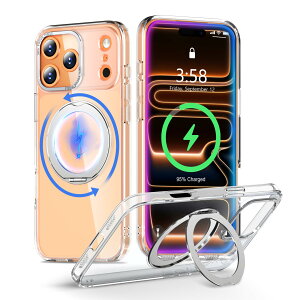 MINIKA iPhone 17 Pro Max �p �P�[�X Magsafe �Ή� 360�x��] �X�^���h�t�� ���@�\ �X�}�z�P�[�X ��Phone17Pro Max �P�[�X �N���A �ČRMIL�K�i �ϏՌ� ���ϖh�~ �w��h�~ �}�O�Z�[�t �����O �}�O�l�b�g����