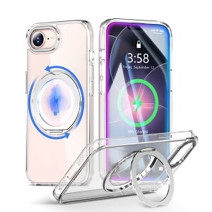 MINIKA iPhone 16e/17e �p �P�[�X Magsafe �Ή� 360�x��] �X�^���h�t�� ���@�\ �X�}�z�P�[�X ��Phone17e ��Phone16e �P�[�X �N���A �ČRMIL�K�i �ϏՌ� ���ϖh�~ �w��h�~ �}�O�Z�[�t �����O �}�O�l�b�g����
