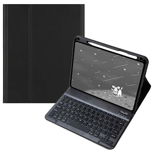 iPad��10���� 2022/iPad (A16) 2025 ��11���� ���p�L�[�{�[�h�t���P�[�X �㑤�y���z���_�[ ������ �X�^���h�@�\ �S�ʕی� �u���b�N