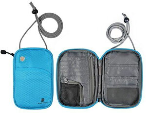 (バッグスマート)BAGSMART パスポートケース スキミング予防対策 海外旅行グッズ セキュリティ 貴重品入れ ネックポーチ IDカードケース 防犯用品 iPhone 6S Plus収納可 14ポケット搭載 バレンタイン プレゼント ギフト ブルー1