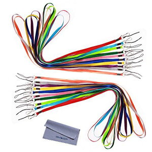 ネックストラップ Wisdompro 首かけ 落下防止 紛失防止 名札・USBメモリ・キー・マスコット・ホイッスル・笛用 平紐 ナイロン フック、松葉紐付き 20本組 多色 20本組 10色