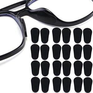 メガネ鼻パッド シール 柔らかい シリコン 眼鏡 鼻パッド メガネずり落ち防止 痛み防止高さ調節 中空構造 色素沈着予防に 12組セット ブラック男女性兼用 厚さ 1.0mm