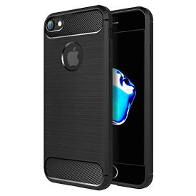 Simpeak スマホケース iPhone SE [第2世代] 対応 iPhone8 / 7 対応 ケース アイフォンSE (2020年モデル) 適応 炭素繊維カバー TPU 保護バンパー 弾力性付き (ブラック)