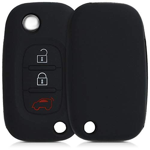 kwmobile ケース - シリコン キー保護 業界No.1 Smart 車 春の新作 鍵 用 黒色 折りたたみ 3-ボタン プロテクション 車のキー