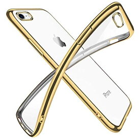 iPhone6 ケース iPhone6s ケース クリア 透明 tpu シリコン メッキ加工 スリム 薄型 4.7インチ スマホケース 耐衝撃 ストラップホール 黄変防止 一体型 人気 携帯カバー ゴールド iPhone6/6s