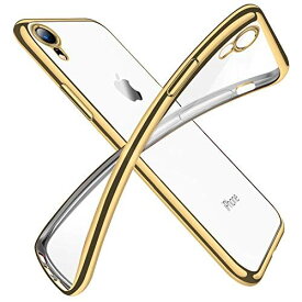 iPhone XR ケース クリア 透明 tpu シリコン メッキ加工 スリム 薄型 6.1インチ スマホケース 耐衝撃 黄変防止 一体型 人気 携帯カバー ゴールド