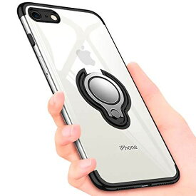 iPhone6s ケース iPhone6 ケースリング付き 透明 TPU マグネット式 車載ホルダー対応 全面保護 耐衝撃 軽量 薄型 携帯カバー スクラッチ防止 滑り防止 アイフォン6s/6 ケース 4.7インチ専用 一体型(iPhone6s/6 ケース， ブラック)