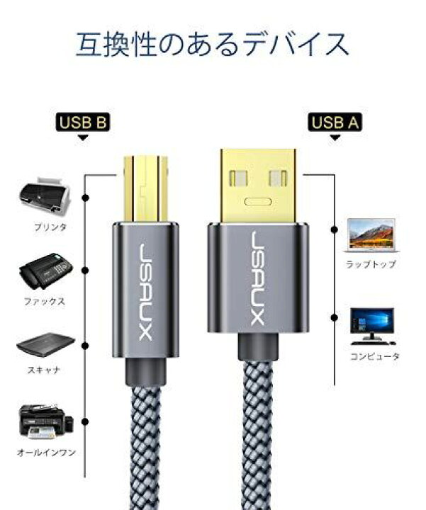 魅力的な JSAUX プリンターケーブル USB 2.0 A to Type B