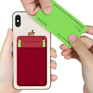 Sinjimoru 名刺入れ、 iPhone・アンドロイド スマホに張り付ける Suica・定期 パスケース、 張り直し便利 カード入れ Card Holder Sinji Pouch L-FLAPレッド。