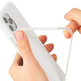 Sinjimoru 伸びるスマホストラップ、 iPhone， Android スマホケース対応シリコンフィンガーホルダー、薄型ワイヤレス充電対応スマホホルダー、片手操作、落下防止スマホベルトグリップ。Sinji Loop ホワイト