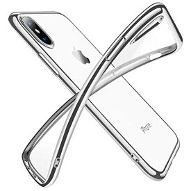 iPhone XS Max ケース クリア 透明 tpu シリコン メッキ加工 スリム 薄型 6.5インチ スマホケース 耐衝撃 黄変防止 一体型 人気 携帯カバー シルバー