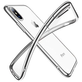 iPhone XS ケース クリア 透明 tpu シリコン メッキ加工 スリム 薄型 5.8インチ スマホケース 耐衝撃 黄変防止 一体型 人気 携帯カバー シルバー