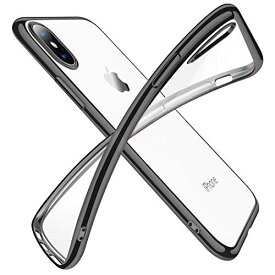 iPhone XS Max ケース クリア 透明 tpu シリコン メッキ加工 スリム 薄型 6.5インチ スマホケース 耐衝撃 黄変防止 一体型 人気 携帯カバー ブラック