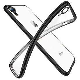 iPhone XR ケース クリア 透明 tpu シリコン メッキ加工 スリム 薄型 6.1インチ スマホケース 耐衝撃 黄変防止 一体型 人気 携帯カバー ブラック