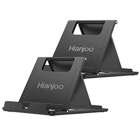 Hianjoo【2セット】スマホスタンド タブレットスタンド 折りたたみ式 角度調整可能 薄型 軽量 スマホホルダー 各種スマホに対応 (ブラック+ブラック)