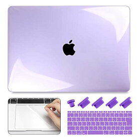 CISOO MacBook 12インチ ハードケース パープル 透明 MacBookケース A1534対応 シェルカバー 薄型 軽量 耐衝撃 日本語キーボードカバー JIS配列 トラックパッド フィルム プロテクター 防塵プラグ付き MacBook Retina 12 インチ (A1534)