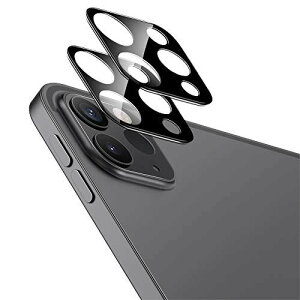 ESR iPad Pro 11/iPad Pro 12.9 2020 �J�����t�B���� 9H�����K���X �ی쏝�ɋ��� HD�N�����e�B 3D�S�ʕی�J���������Y�t�B����- �u���b�N [2������]