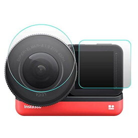 【2枚+2枚】For Insta360 One R 対応 1インチ ガラスフィルム KAKUP 保護フィルム 高透過率 耐衝撃耐傷 気泡ゼロ 貼付け簡単 防水防油 Insta360 One R 5.3K 広角撮影カメラフィルム