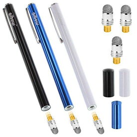 aibow タッチペン スタイラスペン iPad iPhone スマホ Android タブレット Switch 対応 3本＋ペン先3個 6mm ブルー＋ブラック＋ホワイト