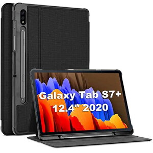 ProCase Galaxy Tab S7 Plus 12.4 �ی�P�[�X 2020 [S Pen �z���_�[�t��]�A �X�^���h�@�\ �y�ʃt�H���I�J�o�[ �K�p�@��FGalaxy Tab S7 Plus 12.4�C���` 2020 �iSM-T970 T975 T976�j -�u���b�N