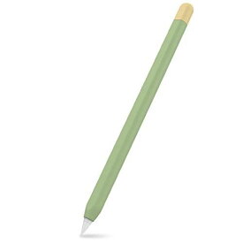 AhaStyle 超薄型 Apple Pencil シリコン保護ケース Apple Pencil 第二世代のみ（ Apple iPad Pro 11 と12.9インチ）に適用 (二色1本, グリーン＋イエロー)