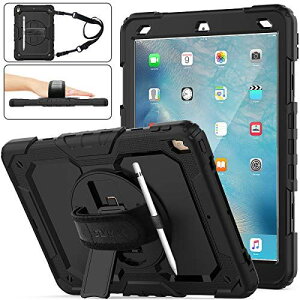 SEYMAC Stock iPad Air3 ケース iPad Pro 10.5 ケース2019/2017 360度回転スタンド付き 肩掛け ハンドストラップ 保護フィルム 落下防止 耐ショック 片手 多種アーマー保護 三層構造 多機能 ペン収納 頑丈