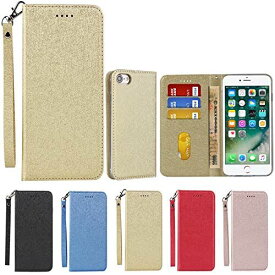 Eastwave iPhone SE 2020 / 8 / 7 ケース アイフォン 7 / 8 / se2020 ケース iphonese2020 case 手帳型 ストラップ付き 高質PU皮革 明るい色 内蔵マグネット 携帯カバー カードポケット スタンド機能 -ゴールド 02-ゴールド