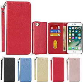 Eastwave iPhone SE 2020 / 8 / 7 ケース アイフォン 7 / 8 / se2020 ケース iphonese2020 case 手帳型 ストラップ付き 高質PU皮革 明るい色 内蔵マグネット 携帯カバー カードポケット スタンド機能 -レッド 02-レッド