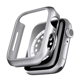 PZOZ Apple Watch 6/SE/5/4 ケース 保護フィルム アップルウォッチ6 カバー 全面保護 耐衝撃 PC アクセサリー 対応 (44mm, シルバー)