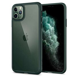 【Spigen】 iPhone 11 Pro ケース 5.8インチ 対応 背面 クリア 米軍MIL規格取得 耐衝撃 カメラ保護 衝撃吸収 Qi充電 ワイヤレス充電 ウルトラ・ハイブリッド ACS00417 (ミッドナイト・グリーン)