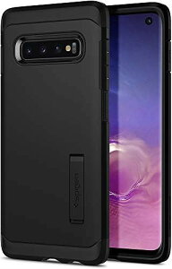 �ySpigen�z Galaxy S10 �P�[�X [ SCV41 ] �Ή� �ČRMIL�K�i�擾 �ϏՌ� �X�^���h�@�\ ���C�����X�[�d�Ή� �M�����N�V�[s10�P�[�X �^�t�E�A�[�}�[ 605CS25805 (�u���b�N)