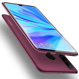 Huawei P30 Lite ケース X-Level 薄型 カバー 耐衝撃 軽量 落下防止 指紋防止シンプル (au Premium HWV33 / UQ mobile/Ymobile/Nova 4e) 6.15 インチ ワインレッド