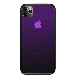 SUMart iPhone11 Pro ケース ガラスケース グラデーション 強化ガラスケース 硬度9H TPUバンパー ハードケース おしゃれ qi対応 傷つき防止 (iPhone11 Pro 5.8インチ, ダークバイオレット)