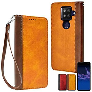 シズカウィル(shizukawill) AQUOS sense4 plus SH-M16 楽天モバイル 手帳型 ケース カバー シンプル 本革調 ケース トレンド バイカラー Yellow Brown × Brown イエローブラウン×ブラウン色 カード収納あり