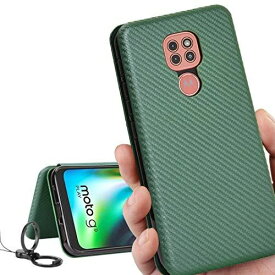 Motorola MOTO G9 play ケース 手帳型 G9play カバー モトローラ G9 プレー カバー G9playケース モトローラ MOTO G9play ケース case 【iCoverCase】 外:炭素繊維 ハードケース カバー 内:TPUケース 耐衝撃 携帯カバー スマホケース 指紋防止 軽量 ストラップ 同梱 グリーン