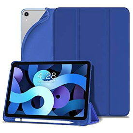 DANYCASE iPad Air 4 ケース 2020 iPad air 第4世代 ケース 三つ折スタンド オートスリープ/ウェイク ペンシル収納 ワイヤレス充電に対応 軽量 薄型 2020発売のiPad Air 4 10.9インチ カバー (濃紺)