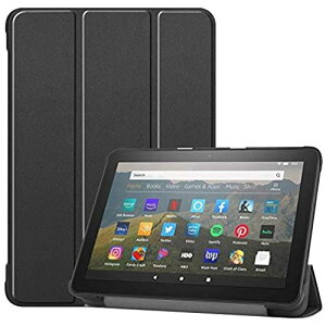 Shron Fire HD 8 2020/Fire HD 8 plus �P�[�X �O�܂�X�^���h�J�o�[ �����^ ���y�� �}�O�l�b�g �I�[�g�X���[�v�P�[�X PU ���U�[�J�o�[ 2020�N���� ��10����p (�u���b�N) HD 8 2020 �u���b�N