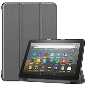 Shron Fire HD 8 2020/Fire HD 8 plus �P�[�X �O�܂�X�^���h�J�o�[ �����^ ���y�� �}�O�l�b�g �I�[�g�X���[�v�P�[�X PU ���U�[�J�o�[ 2020�N���� ��10����p (�D�F) HD 8 2020 �D�F