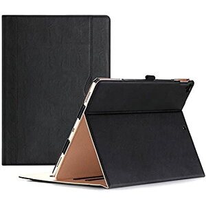 ProCase iPad Pro �P�[�X ���U�[�J�o�[ �X�^���h�@�\ �r���e�[�W�f�U�C�� ���ނ�J�[�h�p�|�P�b�g�t�� �K�p�@��FiPad Pro 12.9 (2015 / 2017)-�u���b�N