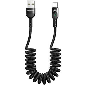 Mcdodo 1.8m �J�[�� �^�C�vC �P�[�u�� LED���C�g�t�� �}���[�d QC 4.0 USB Type - C to USB - A 2.0 �����f�[�^�]�� �R�C���� ���ϋv �f���h�~ �i�C�����҂� �i�[���|�[�^�u���_�� USB C ... Type-C�C�u���b�N