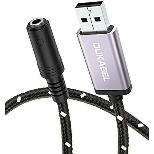 DuKabel USB外付けサウンドカード セットアップ オーディオインターフェース 四極TRRS-3.5mmステレオミニプラグ オーディオ変換アダプター Windows OS Linux シルバー 25cm Raspberry 日本 Pi等対応 PS5 PS4