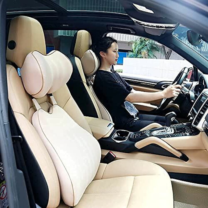 訳ありセール 低反発腰クッション ランバーサポート ネックパッド 車 クッション 首 ヘッドレスト 60d高密度 低反発 腰サポート 背もたれ 頸椎サポー Shipsctc Org
