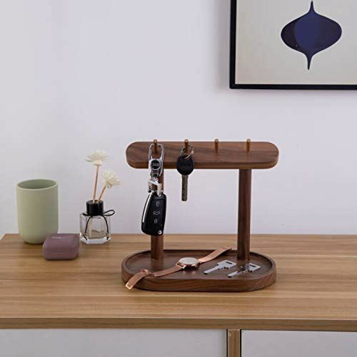 楽天市場 Eecckayi 玄関 鍵置き キー 天然木 鍵スタンド 収納 木製 卓上収納 小物入れ キーフック 物ボックス 組み立て不要 天然クルミ材 時計掛け カードホルダー ジュエリースタンド アクセサリー 携帯電話収納 コイン収納 ナチュラル Wes Store