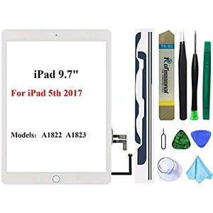 �z���C�g�^�b�`�X�N���[�������p iPad 5 2017 9.7�C���` A1822 A1823 �f�W�^�C�U�[�K���X�A�Z���u�� �z�[���{�^�� + �v���C���X�g�[���ڒ��� + �c�[���L�b�g