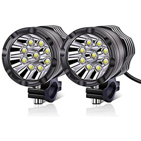 Aoling バイク フォグランプ12V 24V 9LED バイク用フォグライト オートバイ補助フォグランプ ホワイトスポット配光ヘッドライト 車補助灯 サブライト スクータープロジェクター（2PCS）