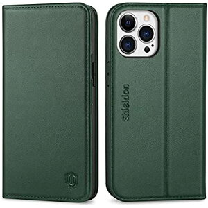 SHIELDON iPhone 13 Pro �P�[�X �蒠�^ �{�v �ϏՌ�TPU�f�� ���u���X�^���h�@�\ �J�[�h�|�P�b�g [RFID�u���b�L���O] �}�O�l�b�g���� �S�ʕی� �A�C�t�H��13�Ղ� 6.1�C���`�Ή� �~�b�h�i�C�g�O���[��