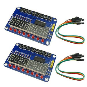 KKHMF 2�� TM1638 8�r�b�g LED �f�W�^�� �`���[�u 8�L�[ �f�B�X�v���C �{�^�� �d�q���W���[�� AVR Arduino ARM�ɑΉ�